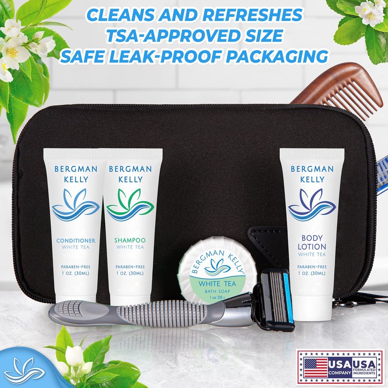 BERGMAN KELLY - Travel Size Lotion - 1 fl oz, 50 PK, White Tea - Delight Your Guests with Invigorating and Refreshing Body Lotion - Quality Mini and Small Size Guest Hotel Toiletries in Bulk