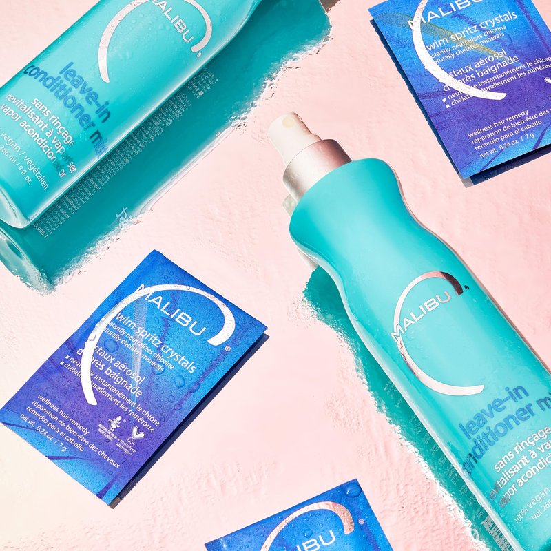 Malibu C Leave In Conditioner & Moisturizing Heat Protectant for Hair - Adult & Kids Hair Detangler Spray for Daily & Post Swim to Help Prevent Color Fading with UV Protection (9oz)