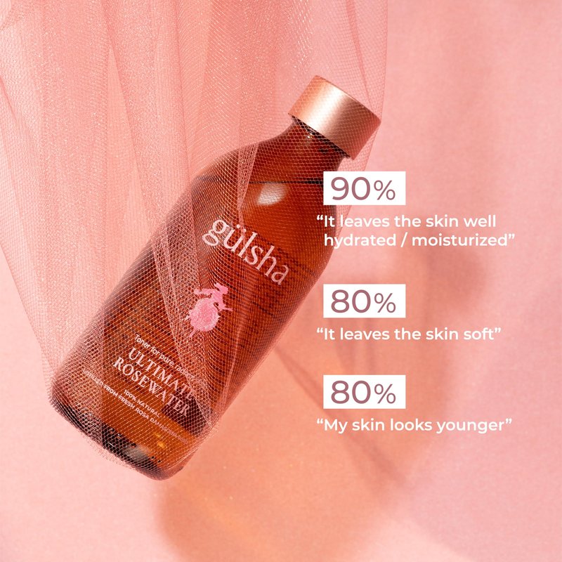 GULSHA ULTIMATE ROSEWATER, Natural Rosa Damascena Flower Water, Cleanses, Nourishes and Tones Skin, Restores Radiance to Your Skin, Free from Chemicals, 100% Natural Glow Rose Essence, 200ml/6.76fl oz