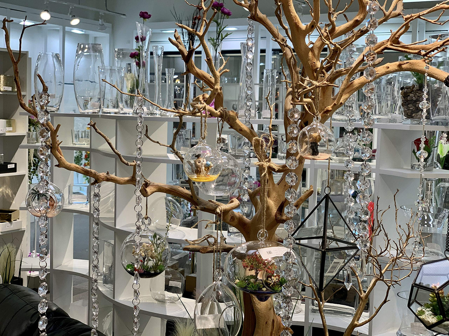 WGVI WGV Hanging Terrarium, Width 3.5", Height 7", Oblong, Double Hook, DIY Air Succulent Planter, Clear Glass Vase Orb, Candle Holder for Windowsill Outdoor Garden Decor, 1 Piece