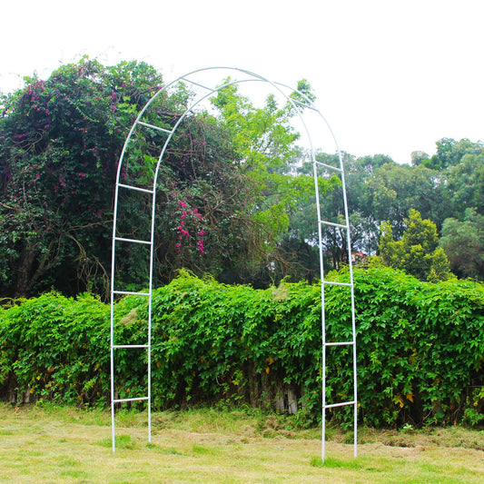 7.9 Ft H x 4.6 Ft W White Metal Pergola Arbor for Various Climbing Plant Wedding Garden Arch Bridal Party Decoration Wide Arbor