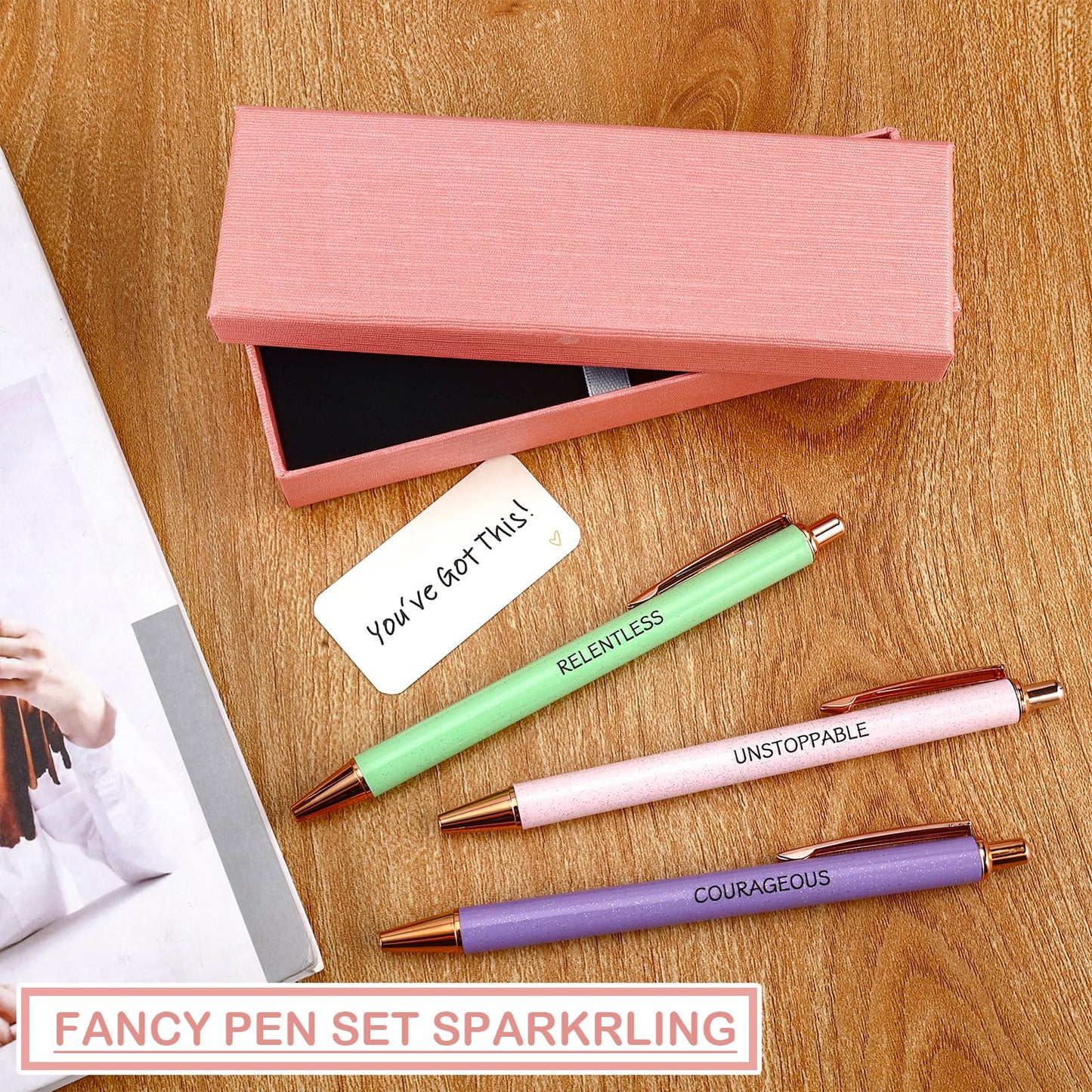 Lestp Fancy Pens Sets for Women Office Inspirational Gifts for Coworkers Boss Employee Nice Cute Pen Set Client Teacher Motivational Gift Essentials Colleges Positive Encourage Gifts New Jobs Gift
