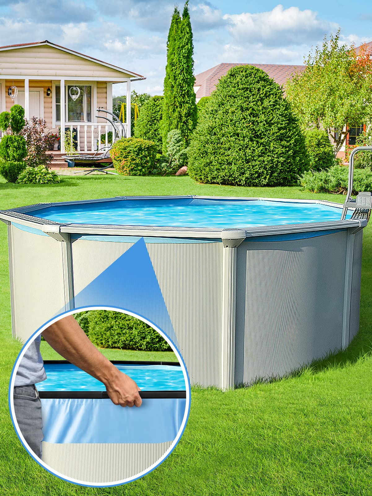 Biggun 24" Extra-Long Coping Strips for Overlap Above Ground Pool Liners - Easy to Install Swimming Pools Liner Lock Clip Replacement for 24ft Round Pool (Qty 38)