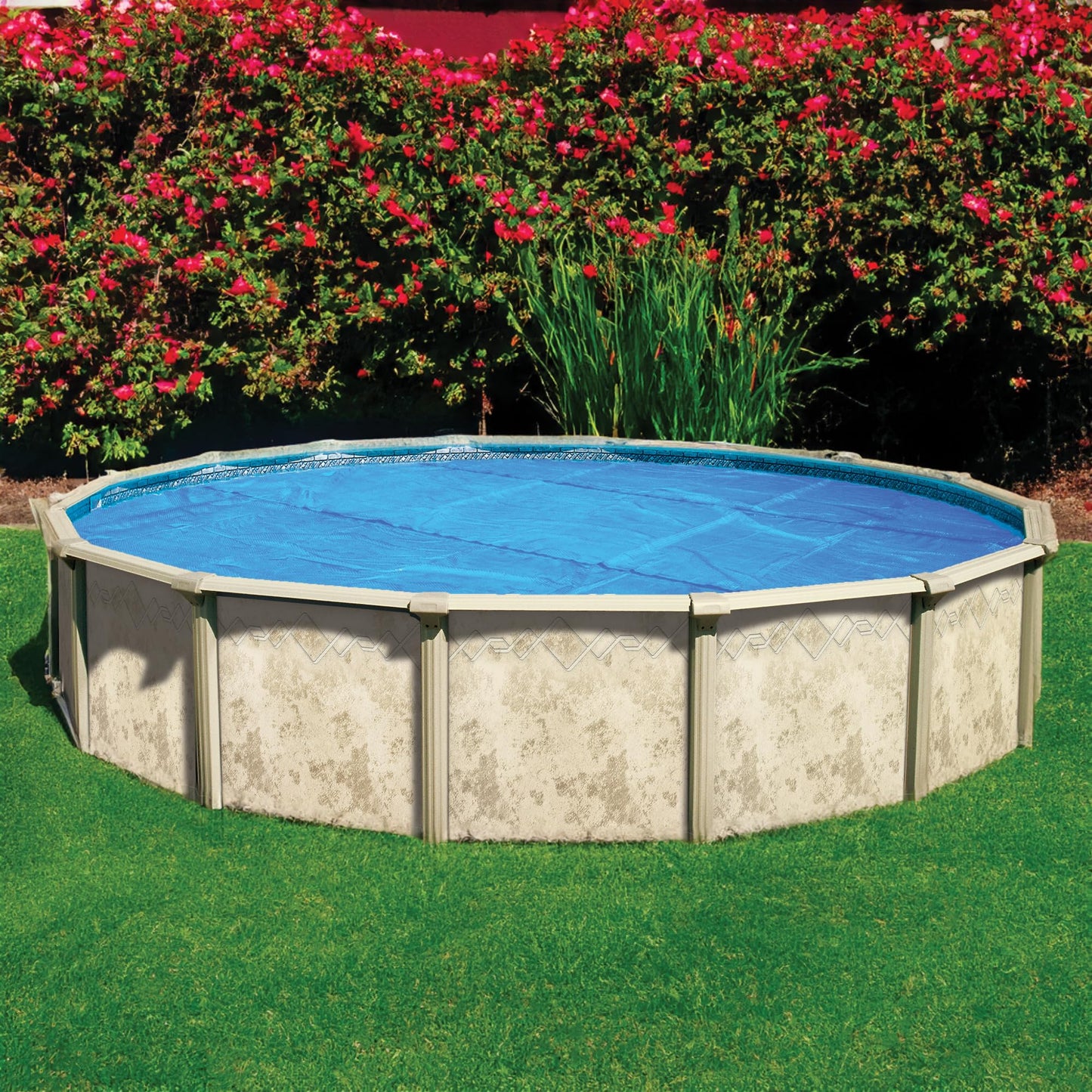 In The Swim 18' Standard Blue Round Solar Pool Cover 8 Mil for Solar Heating Above Ground Pools and Inground Pools