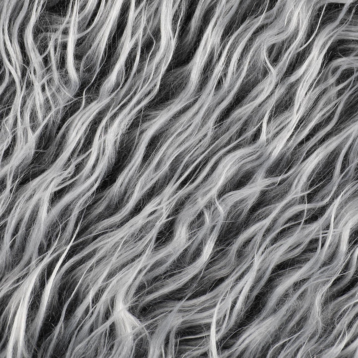 Tatuo 60 x 18 Inch White Gray Faux Fur Fabric Christmas Fluffy Fuzzy Craft Fake Fur Cuts Shaggy Synthetic Plush Patch Sewing DIY Winter Halloween Costume Gnome Beard Miniature Dolls Rugs Mats Gift