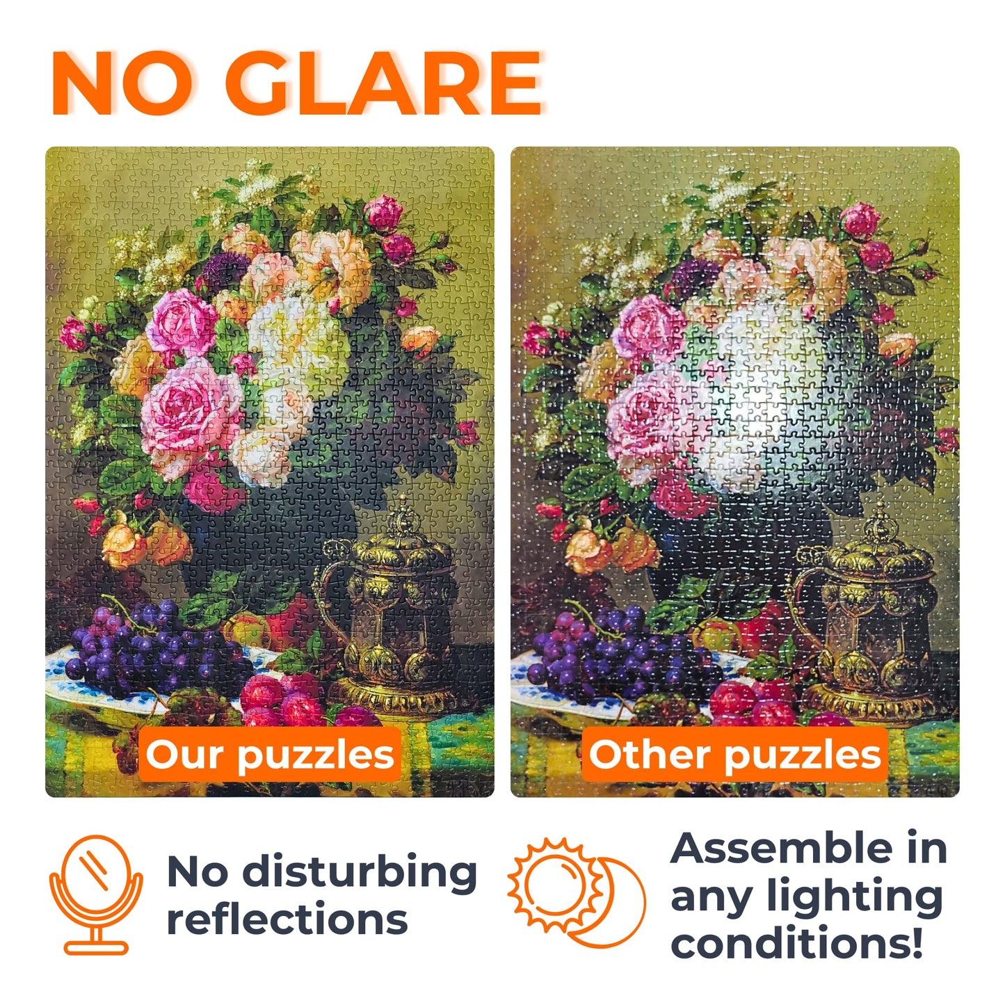 1000 Piece Jigsaw Puzzle for Adults - Colorful Dogs & Puppies in Flower Garden, Matte Anti-Glare, Unique-Shape Pieces, Sturdy 2mm Board, 27x19 in Gift for Women | Enjoy Complete-Set Guarantee