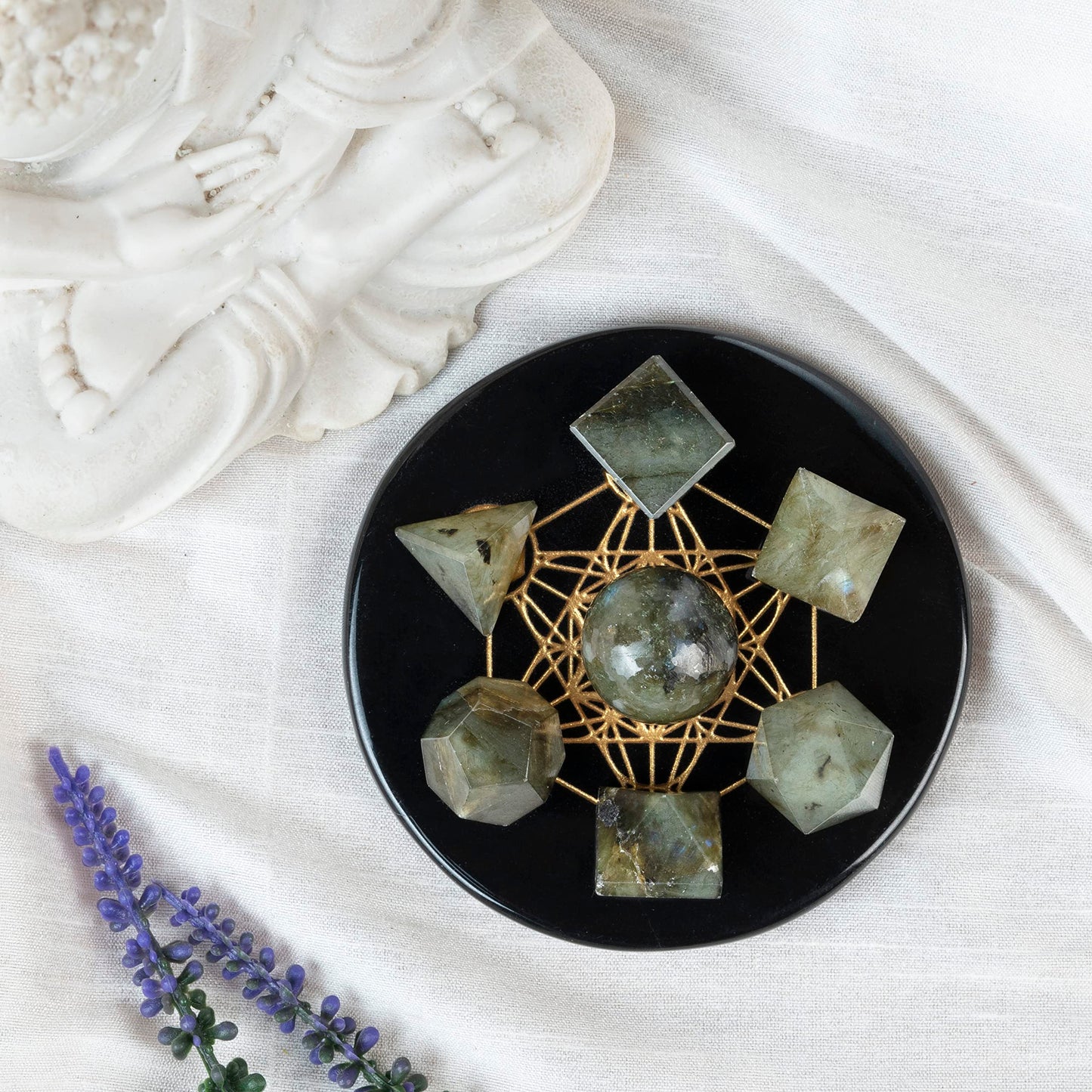 Crocon Labradorite 7Pcs Platonic Solids Crystal Geometry Set, Platonic Solids Sacred Geometric Stones for Meditation Reiki Balancing Healing Chakra Stone Cleansing Spiritual Good Luck (15-20mm)