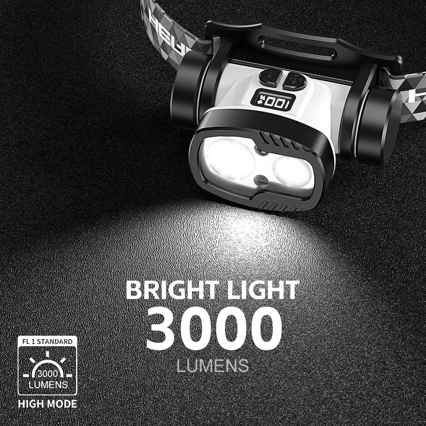 JAMPNMA Rechargeable LED Headlamp 3000 High Lumens,9 Modes 60H Long Lasting, Motion Sensor IPX6 Waterproof Bright Head Light,for Outdoor Camping Hiking Running Fishing