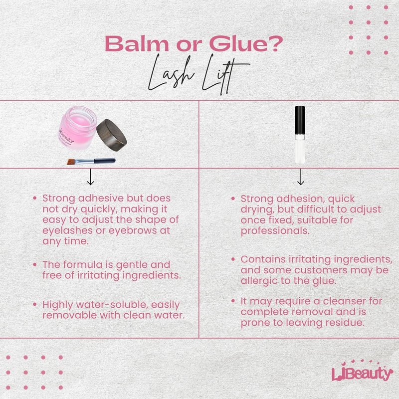 Libeauty Salon Choice Lash Lift Glue Balm, Super Sticky for Brow Lamination and Eyelash Perm, Gentle Fragrance, Water Soluble, Brush Included, Pink Peach