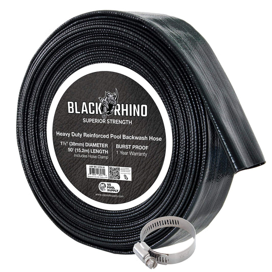 U.S. Pool Supply Pool Backwash Hose 1 1/2 Inch Diameter x 50 Feet - Discharge Hose for Pump, Sand Filter & Sump Pump Hoses - Burst Resistant Lay Flat Drainage Hoses for Inground & Above Ground Pools