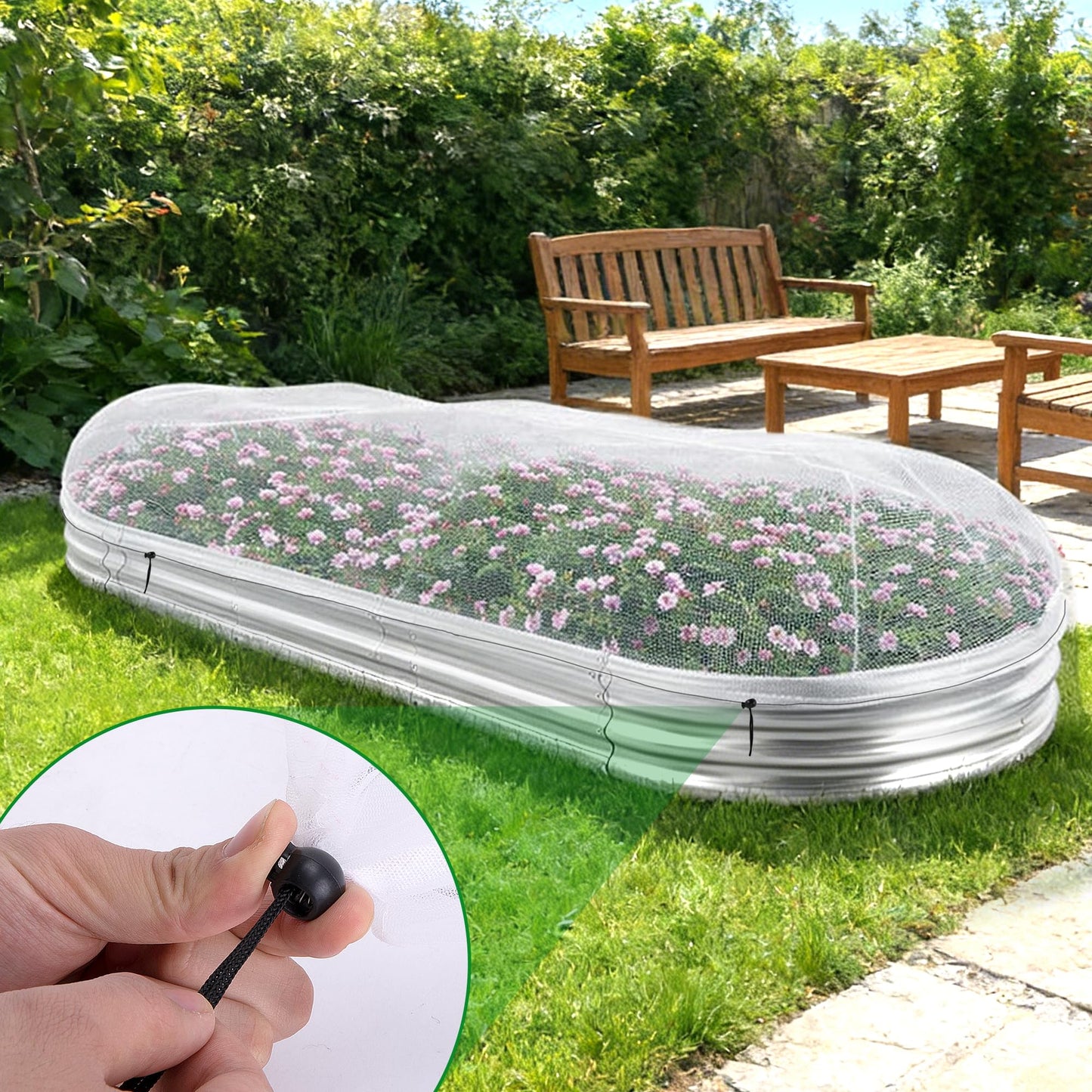 2 Pack Garden Netting for Raised Beds, 6x3 Ft Raised Bed Plant Covers for Garden Protection, Fine Mesh Bird Netting Pest Barrier Screen with Drawstring for Protecting Vegetables Fruits Crops