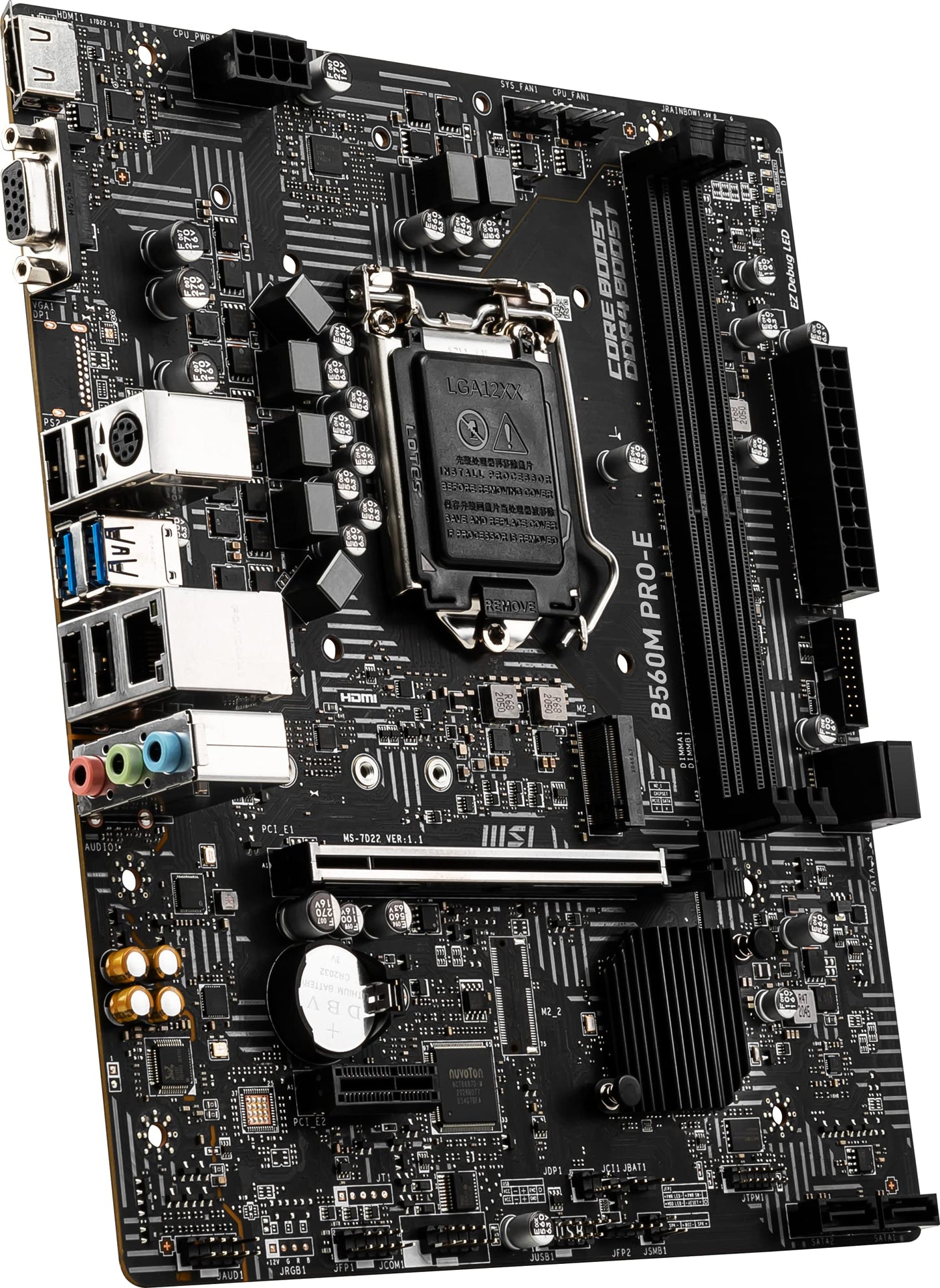 MSI B560M PRO-E ProSeries Motherboard (mATX, 11th/10th Gen Intel Core, LGA 1200 Socket, DDR4, PCIe 4, M.2 Slot, USB 3.2, Gbps LAN)