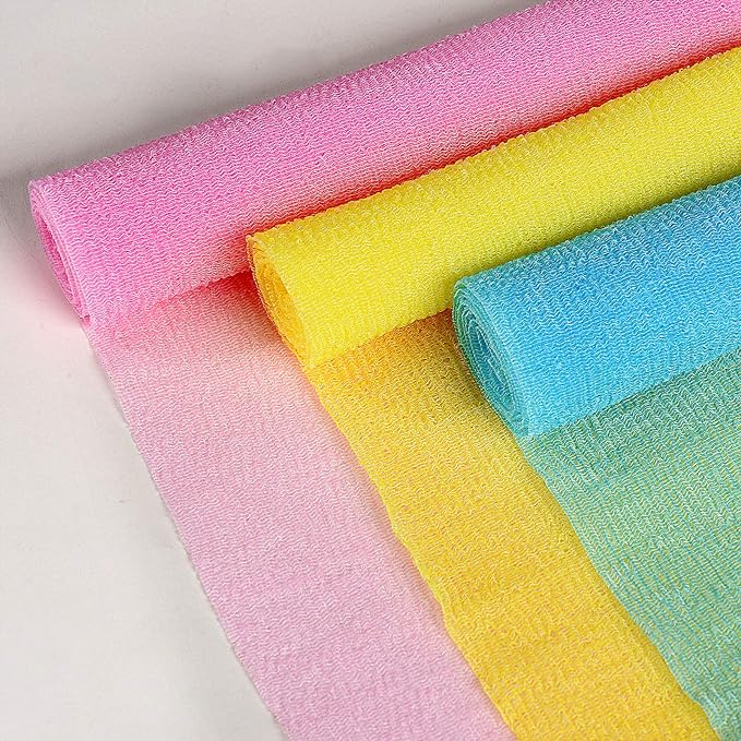 ARCH&M 12-Pack Premium Nylon Exfoliating Towel - 35-Inch Quick-Dry, Hygienic Japanese Washcloth for Body & Back - Durable, Machine Washable, Long-Lasting