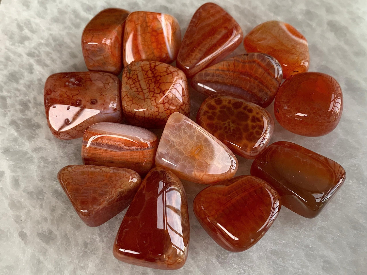 Wholesale Tumbled Fire Agate Stones, Polished Fire Agate Rocks (0.25 Pound)