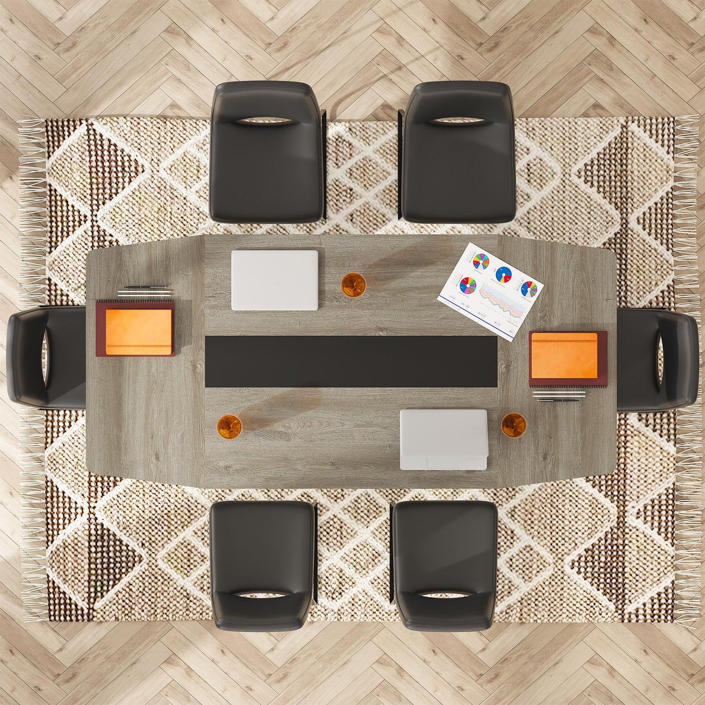 Tribesigns 6FT Conference Table, 70.86L x 35.43W x 29.52H Inches Boat Shaped Meeting Table, Industrial Grey Seminar Table for Office Meeting Conference Room