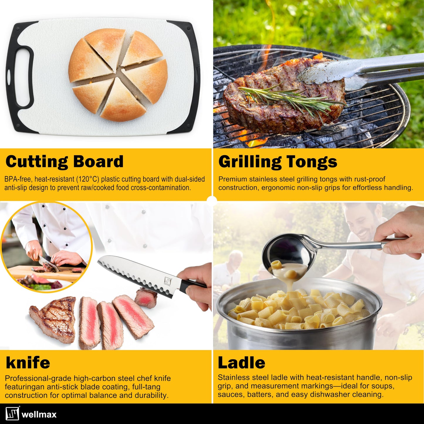 Wellmax 10-Piece Stainless Steel Camping Cooking Set – Compact All-in-One Cookware Kit with Utensils & Travel Bag for Campers, Hikers, Outdoor Adventures, Purple Camo Color