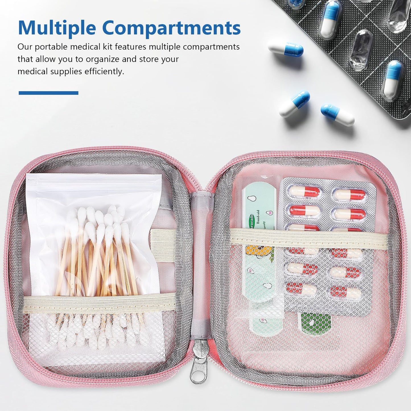 COOPHYA 2pcs Medical Bag Organizer Travel Medicine Storage Pouch Household First Aid Pouch 11x14x2cm Lightweight Portable for Outdoor and Daily Use