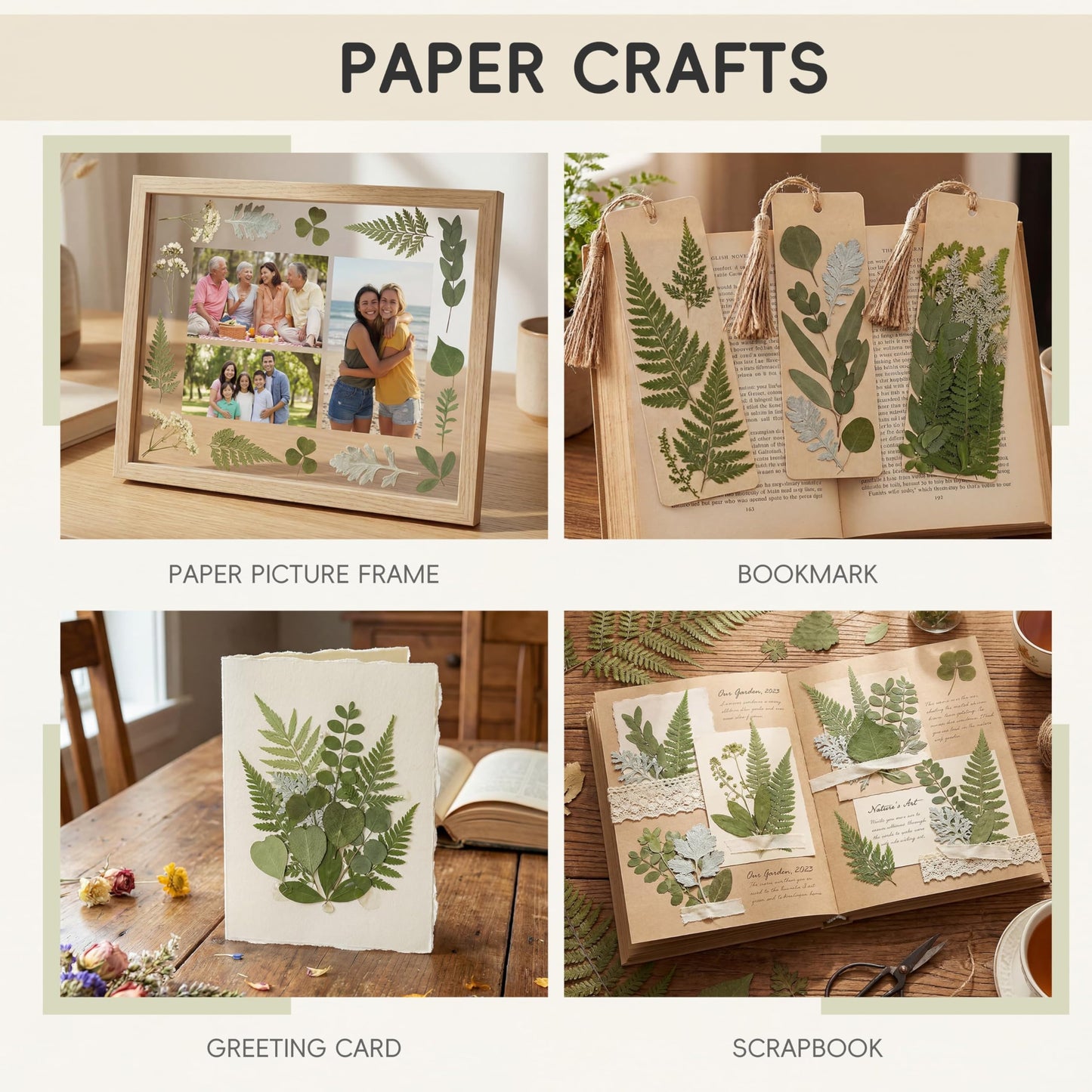 LUXEEASE 84P Dried Pressed Flowers and Leaves Kit - Natural Earthy Green Leaves, Ferns & Eucalyptus for Resin Art, Scrapbooking, Soap Making, Candle Making, DIY Gifts - Tweezers Included
