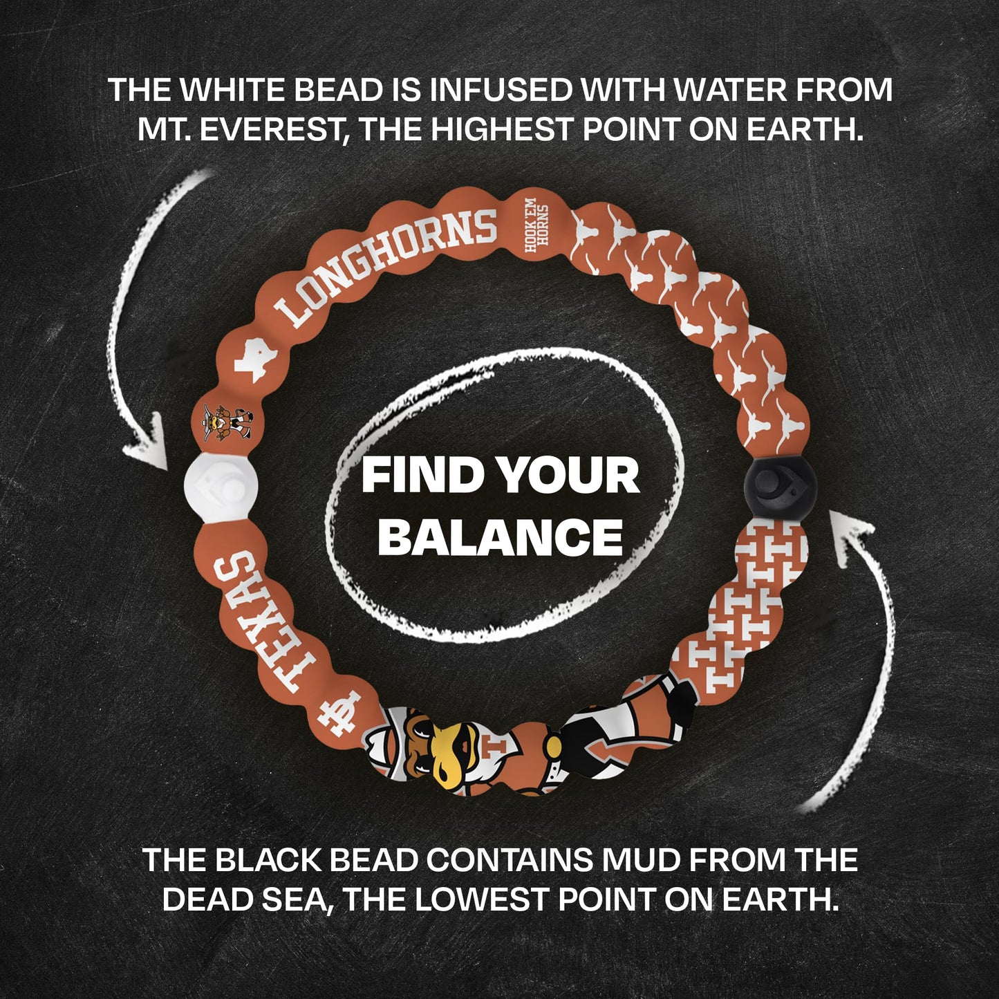 Lokai Collegiate Silicone Beaded Bracelet for Women & Men (University of Texas, Medium) - Stylish & Colorful Bead Bracelet Fashion Jewelry - Bangle Slide-On Style Over Wrist for Comfortable Fit