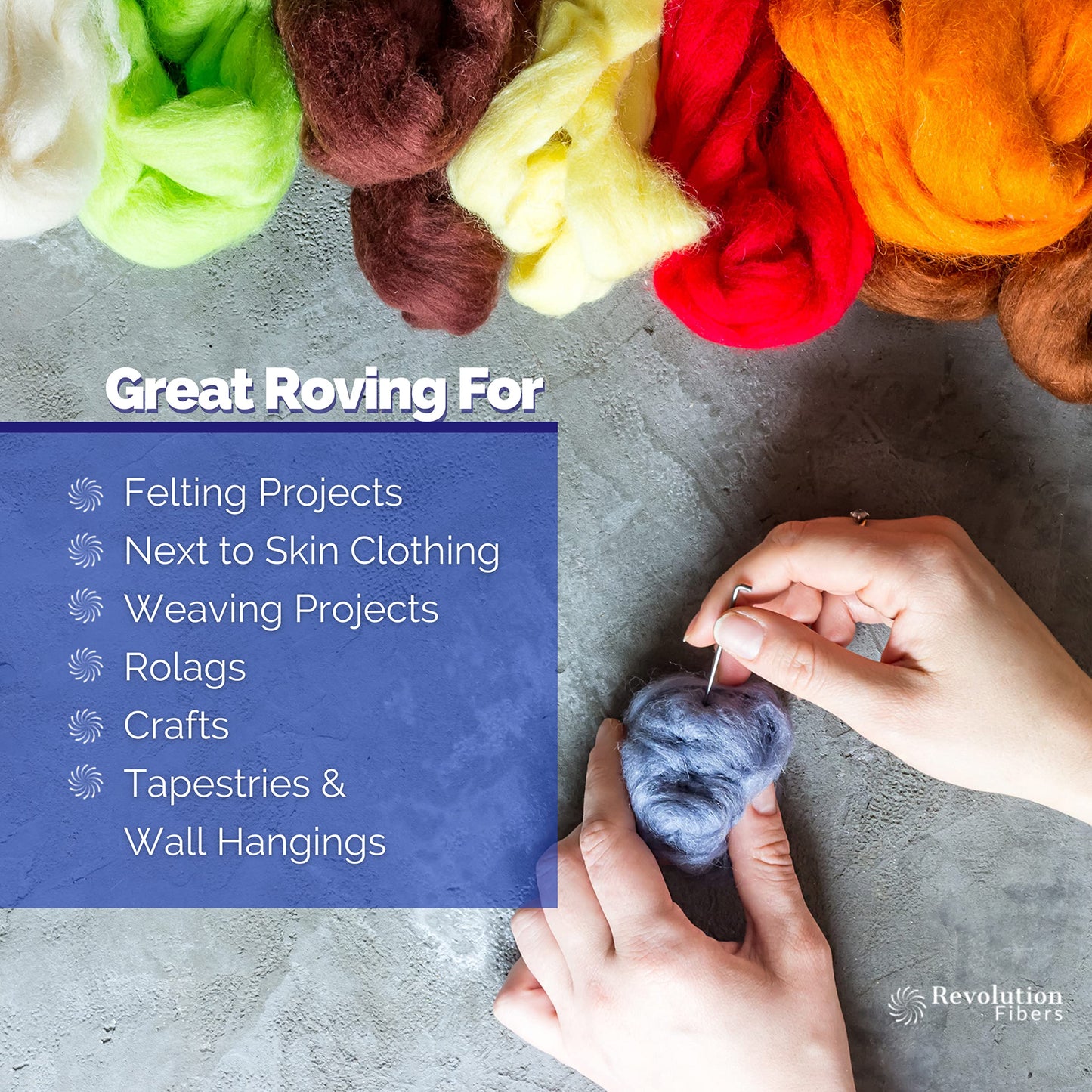 Revolution Fibers | Mixed Merino Wool Variety Pack | Perfect Wool Roving for Spinning, Needle Felting, Wet Felting, Weaving and Crafting (Barky Brown (Browns), 250 Grams)