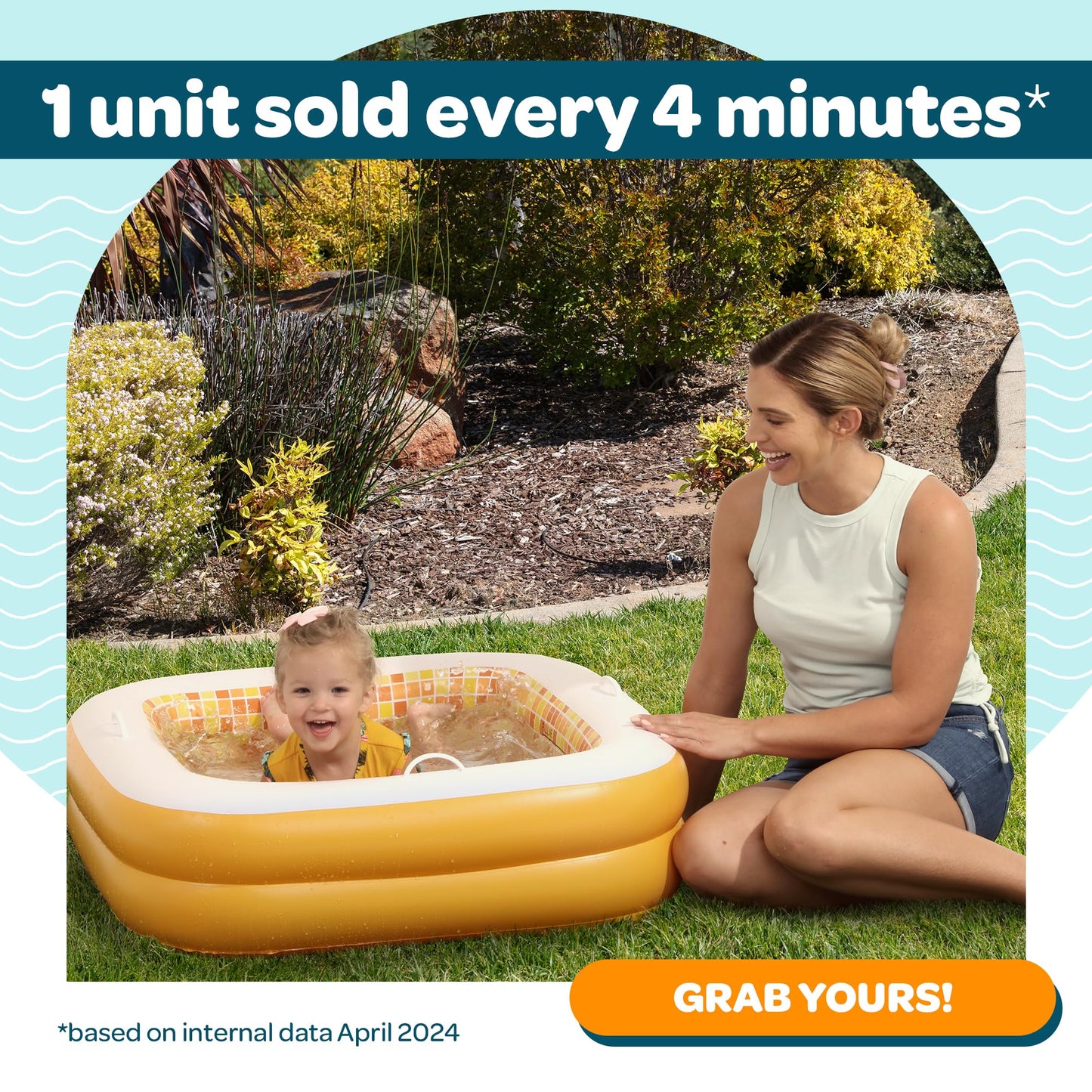 3-in-1 Inflatable Baby Pool, Bathtub & Ball Pit for Toddlers 1-3, Patented Safety Secure Grip Handles, Soft Floor & Drain - Summer Water Toys, First Birthday Gifts, Kiddie Pool for Ages 1 2 3, 34"x10"