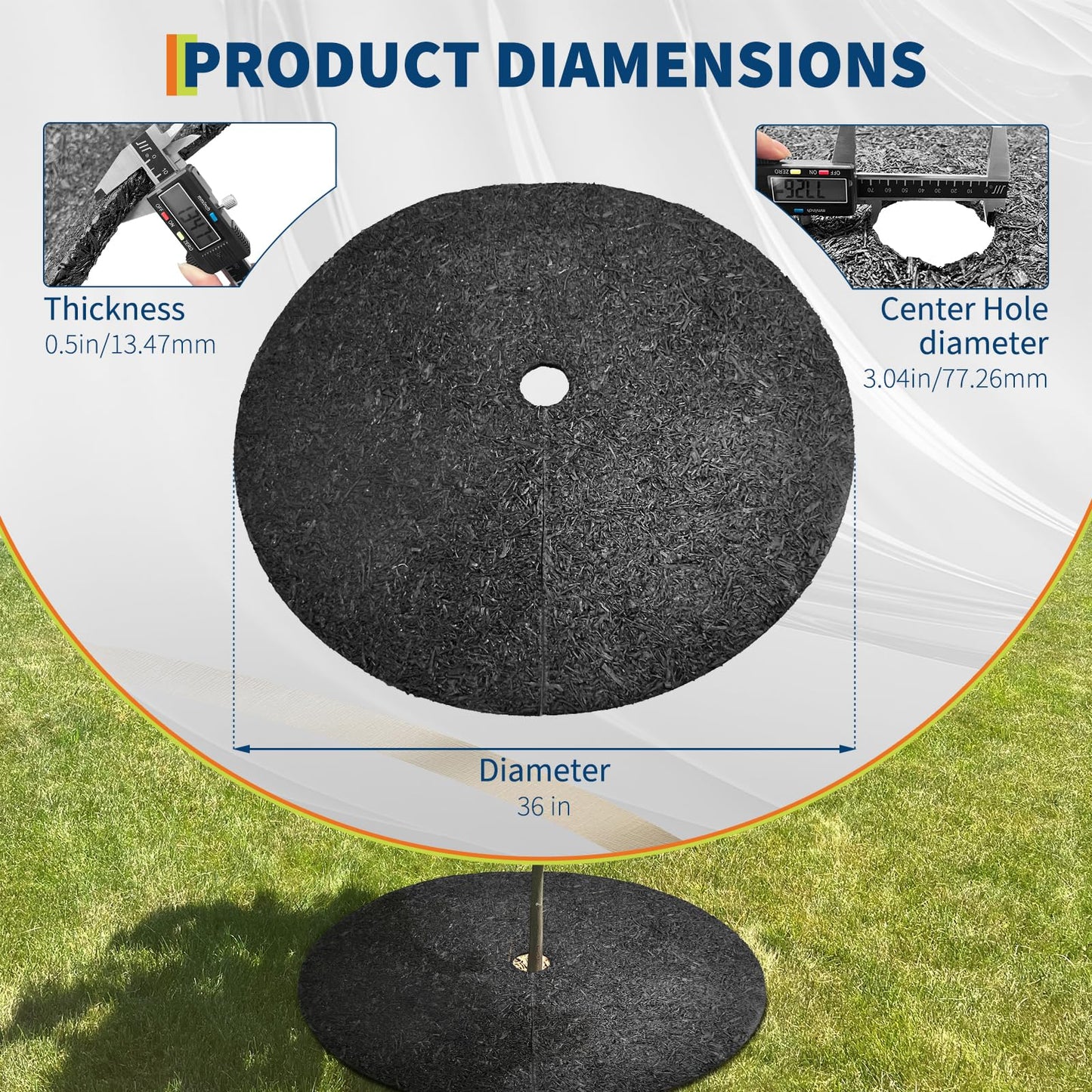 GarveeHome Heavy Duty Rubber Mulch Ring for Trees - 36 inch Round Tree Ring with Weed Barrier, 2 Pack Tree Ring Mat Protector,Root Protection & Easy Installation (No Staples Needed)