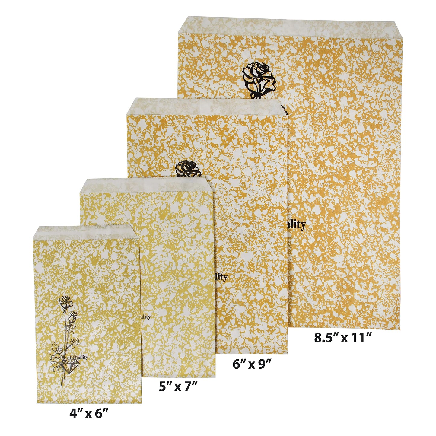 CuteBox Goldtone Jewelry of Quality Flat Paper Gift Bags 100pcs (4" x 6") for Retail, Merchandise, Packaging, Handmade Goods, Arts and Crafts, Outdoor Events, Holidays, Weddings