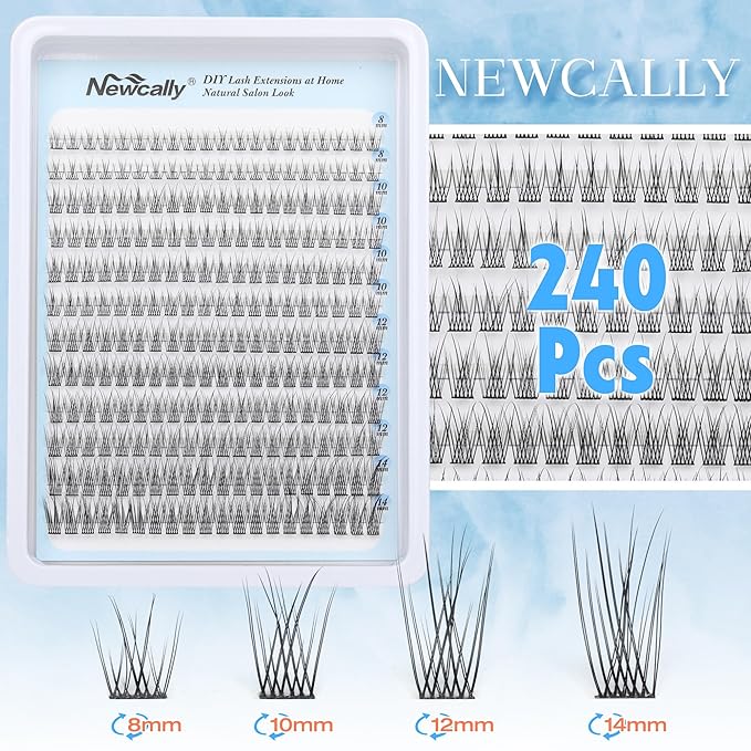 Natural Lash Clusters DIY Lash Extension Wispy Eyelash Clusters C-curly Cluster Eyelash Extension 10-14MM Individual Lashes Eyelash Extension Faux Mink Lash Clusters by Newcally