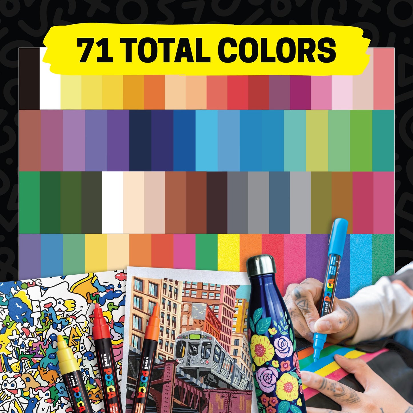 Uni Posca Paint Markers, 3M Fine Point Acrylic Paint Pens with Reversible Tips, Art Supplies For Gifts, Decorations Fabric, Metal, Glass, Wood and Canvas, 8 Pack