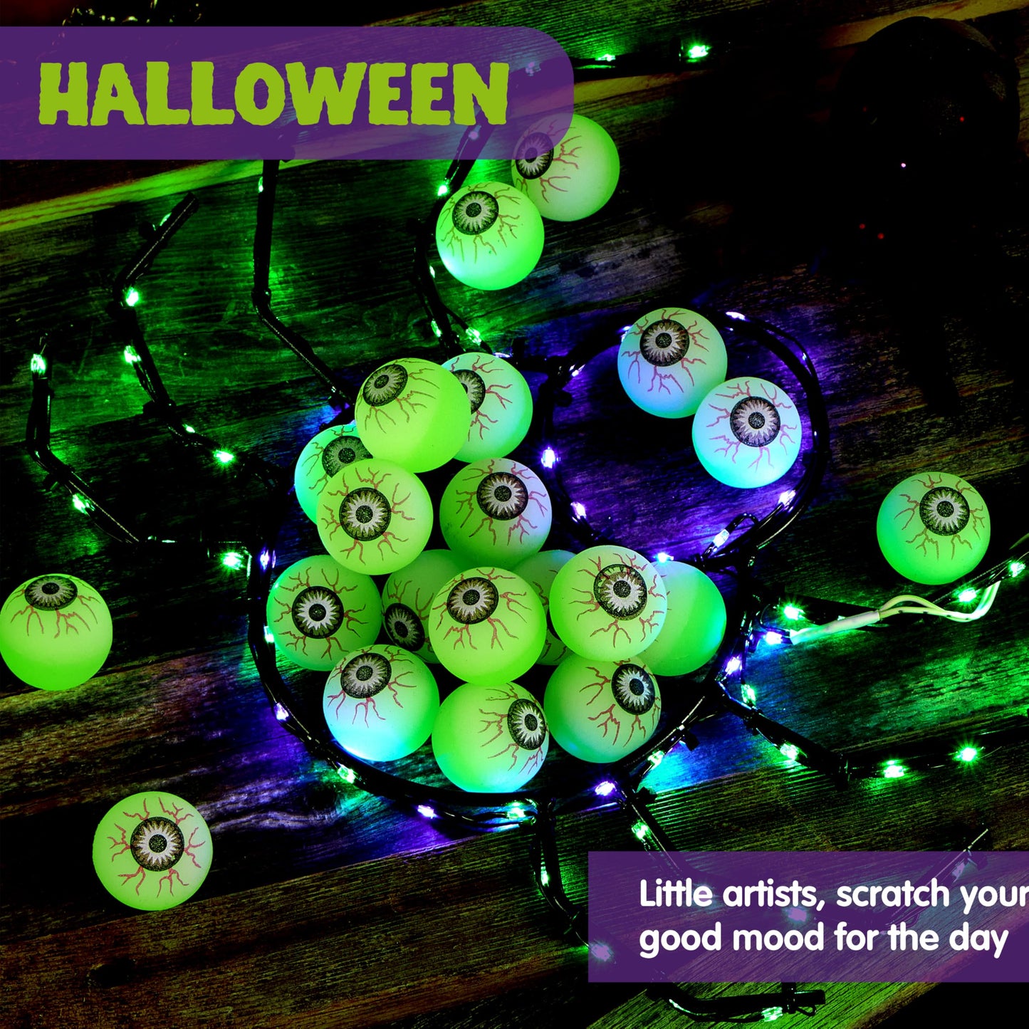 JOYIN 24 PCS Halloween Glow Eyeball Bouncy Balls, Glow in the Dark Bouncing Balls Eyeballs for Halloween Party Favors Game Prizes, Trick or Treating Party Decorations School Classroom Gifts