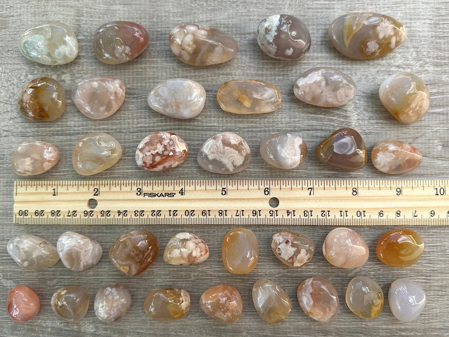 GAF TREASURES 5 Pcs Flower Agate Tumbled Stones, Polished Natural Flower Agate Gemstone, Flower Agate Healing Crystals (Flower Agate)