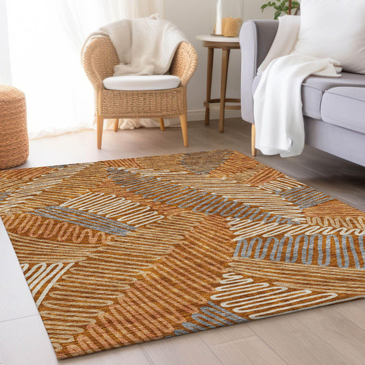 Addison Rugs Mayfield AMF904 Paprika 9' x 12' Indoor Premium Machine Washable Runner Rug, Silky Soft, Easy Clean, Non Shedding, Bedroom, Living Room, Dining Room, Kitchen, Patio Rug