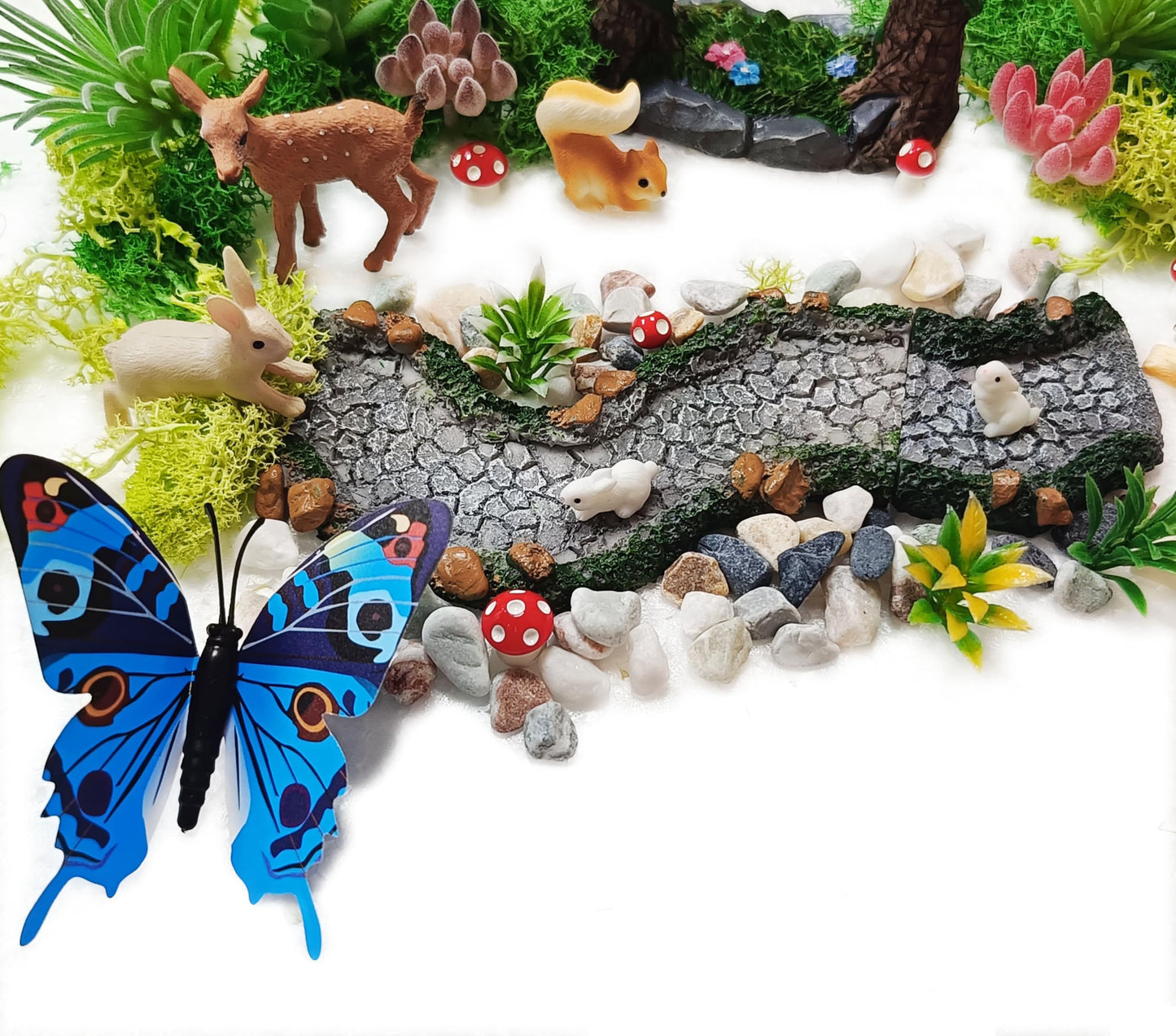 QuarenDen Fairy Garden Accessories, 27 Pcs, Fairy Garden Kit, Fairy Garden Walkway Path, Miniature Garden Figurines, Micro Landscape Ornaments for DIY Craft