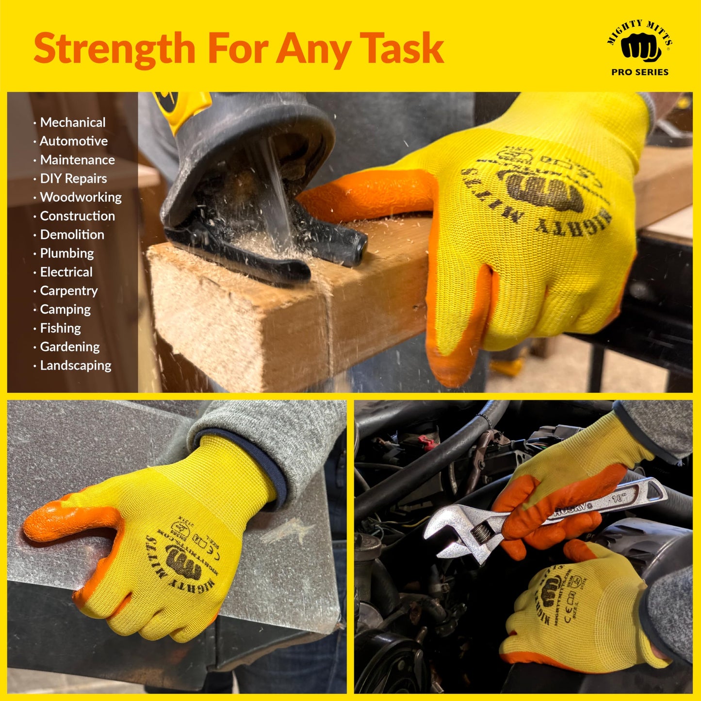 Mighty Mitts Work Gloves for Men and Women, 12 Pairs – Textured Grip, Touchscreen Compatible, Lightweight & Breathable Safety Gloves for Warehouse, Construction, Gardening, Landscaping – Large