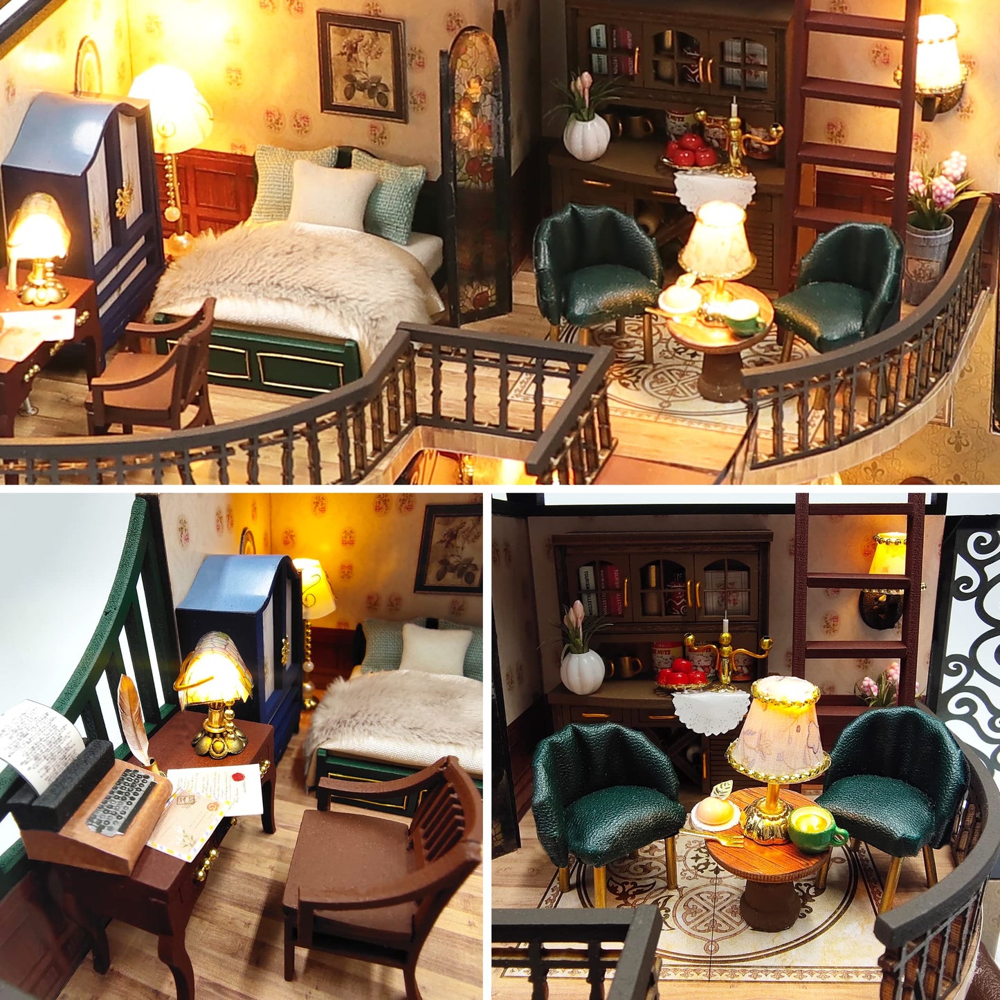 Spilay DIY Miniature Dollhouse Kit with Wooden Furniture,1:24 Scale Mini House with Dust Proof Cover & Music Box,Best Valentine's Day (M2132)