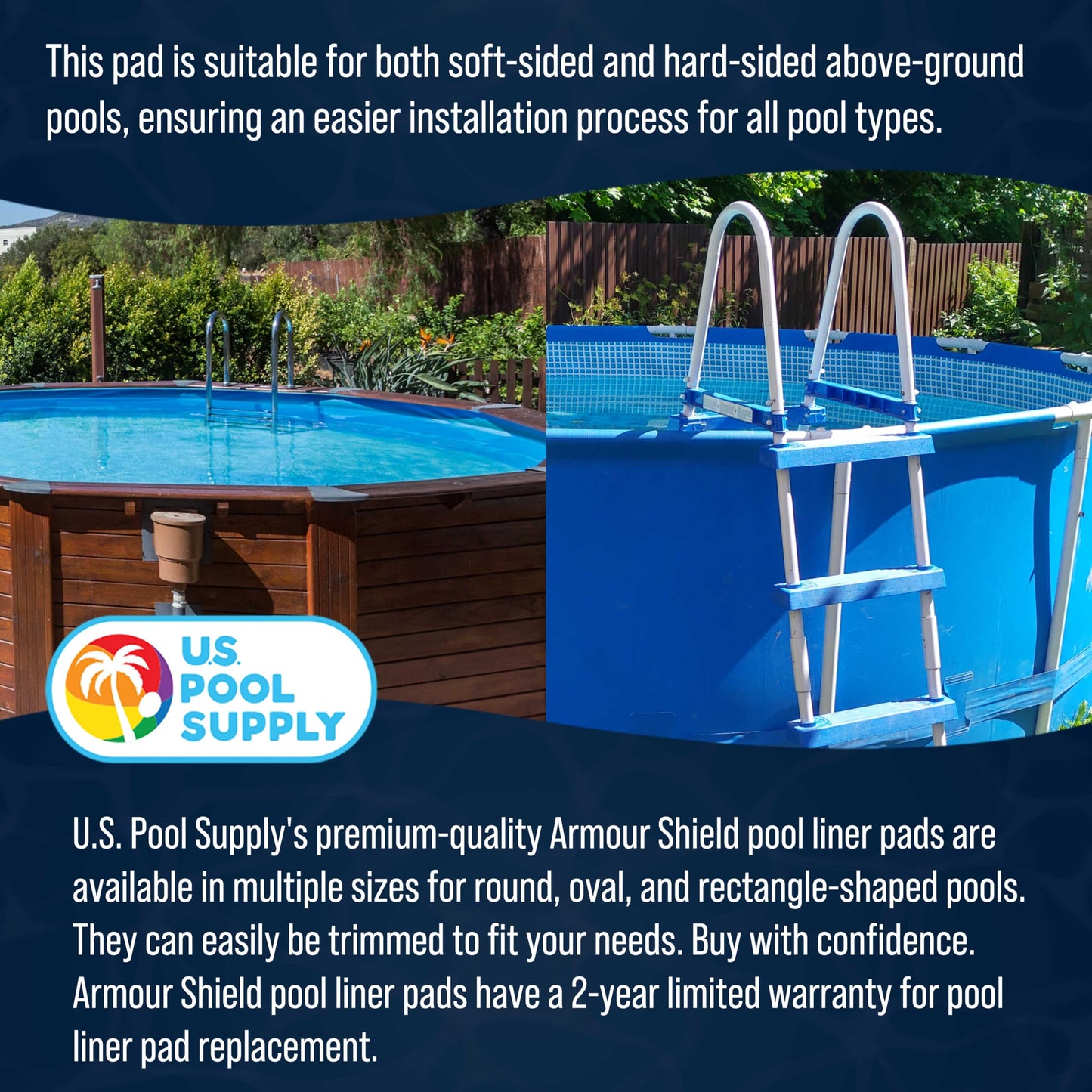 U.S. Pool Supply Ground Shield 15-Foot x 30-Foot Oval Heavy Duty Pool Liner Pad for Above Ground Swimming Pools - Protects Pool Liner, Prevents Punctures, Weed Barrier, Eco-Friendly Extends Liner Life