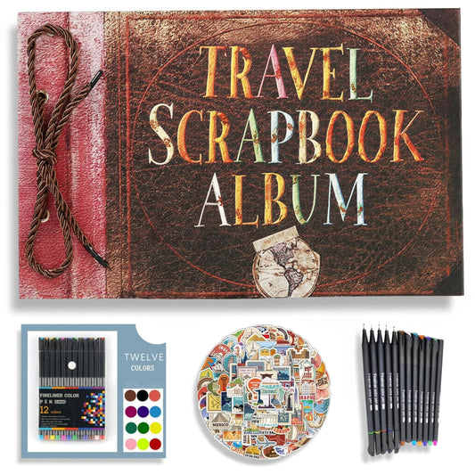 Adventure Scrapbook, Adventure Book & Memory Book for Travel Moments, DIY Photo Album with Stickers and Pens, Romantic Gift Idea for Couples, Anniversary Present, Vacation Keepsake, Journey Lovers