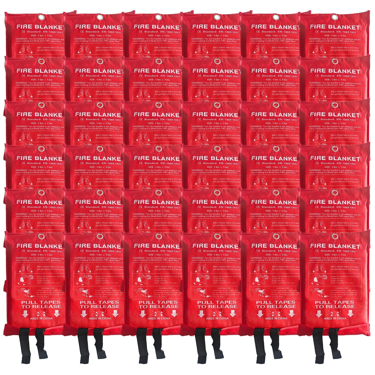 36 Packs Fire Blanket – 39.37x39.37 Inches, 1100℉ Heat Resistant, Emergency Fire Suppression Blanket for Kitchen, Home, Car, Camping – Easy to Use, Non-Toxic, Reusable, Compact & Lightweight