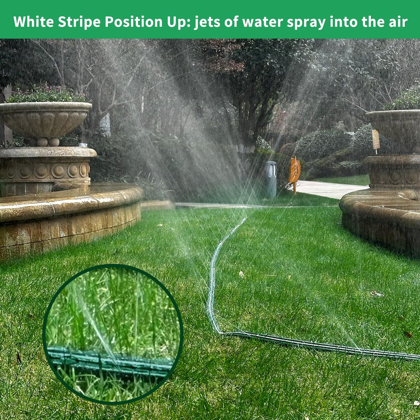 SECBULK 75 FT Flat Sprinkler Hose for Lawn Watering Garden Soaker Hose with Holes, Heavy Duty Lightweight No-Kink Water Hose with Stakes, Irrigation Hose, Great Fun for Kids and Dog