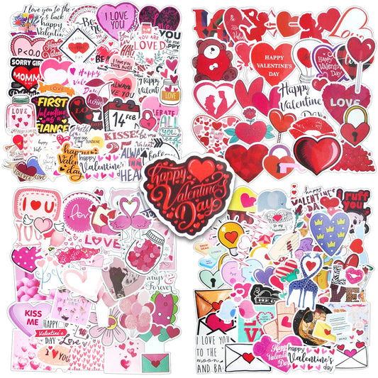 150PCS Valentines Day Stickers My Sweet Love Waterproof Heart Stickers Conversation Sticker for Kids Teens Couples Laptop Envelopes Crafts Scrapbooking Colorful Valentines Day Decorations