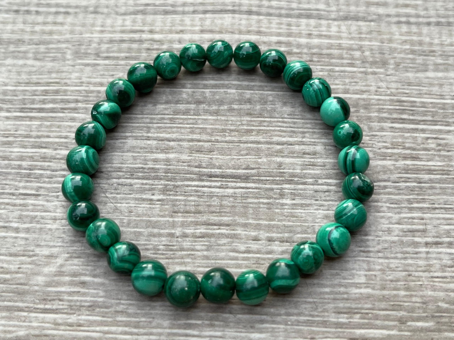 GAF TREASURES Malachite Crystal Bead Bracelet 7-8mm, Genuine Malachite Stretch Gemstone Bracelet, Healing Crystal Bracelet, Gift for Men & Women (1)