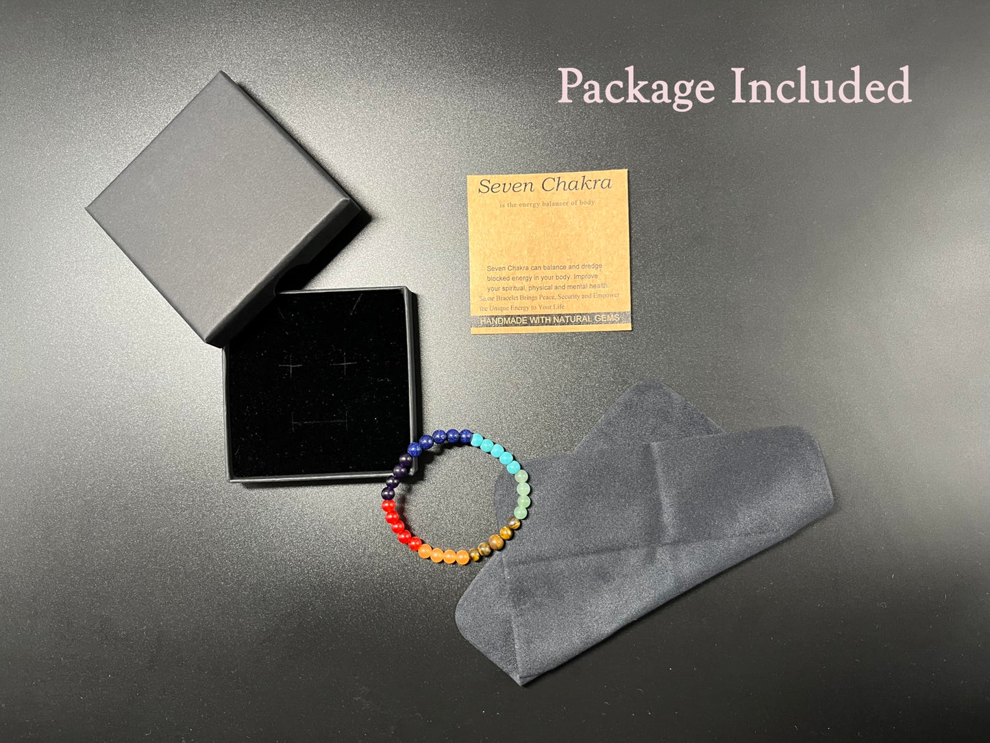 6mm Seven Chakra Stones - Stone of Balance Energy - Handmade Yoga Stretch Elastic Bracelet Natural Healing Gemstone Stress Relief Crystal Jewelry Power Energy Gifts for Men and Women