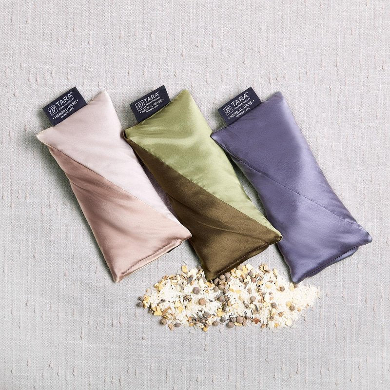 TARA Spa Therapy Herbal-Ease Aromatherapy Pillow Gift Bag Set, Neck + Silk Eye Pillow, Slate Gray