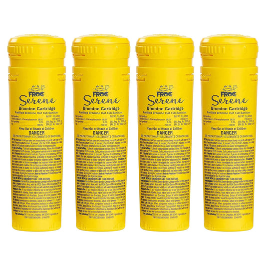 FROG Serene Replacement Bromine Cartridges for use with Hot Tub FROG Serene Floating Sanitizing System - Prefilled for Quick & Easy Hot Tub Maintenance - 4 Pack