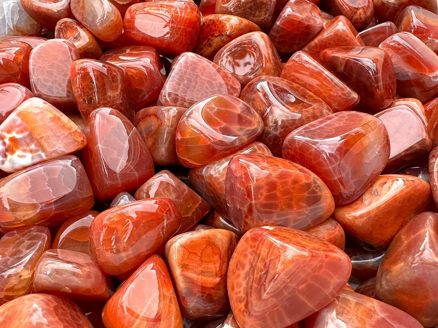 Wholesale Tumbled Fire Agate Stones, Polished Fire Agate Rocks (0.25 Pound)