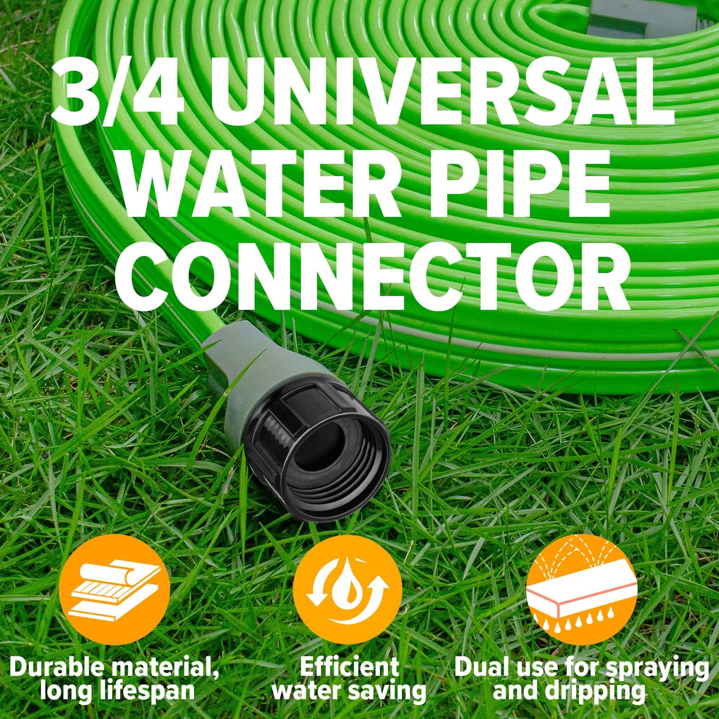 LAVEVE Heavy Duty Sprinkler Soaker Hose 50 FT, Flat Garden Hose with Holes, Efficient Flexible Irrigation Hose for Yard, Lawn and Garden, Includes Stakes
