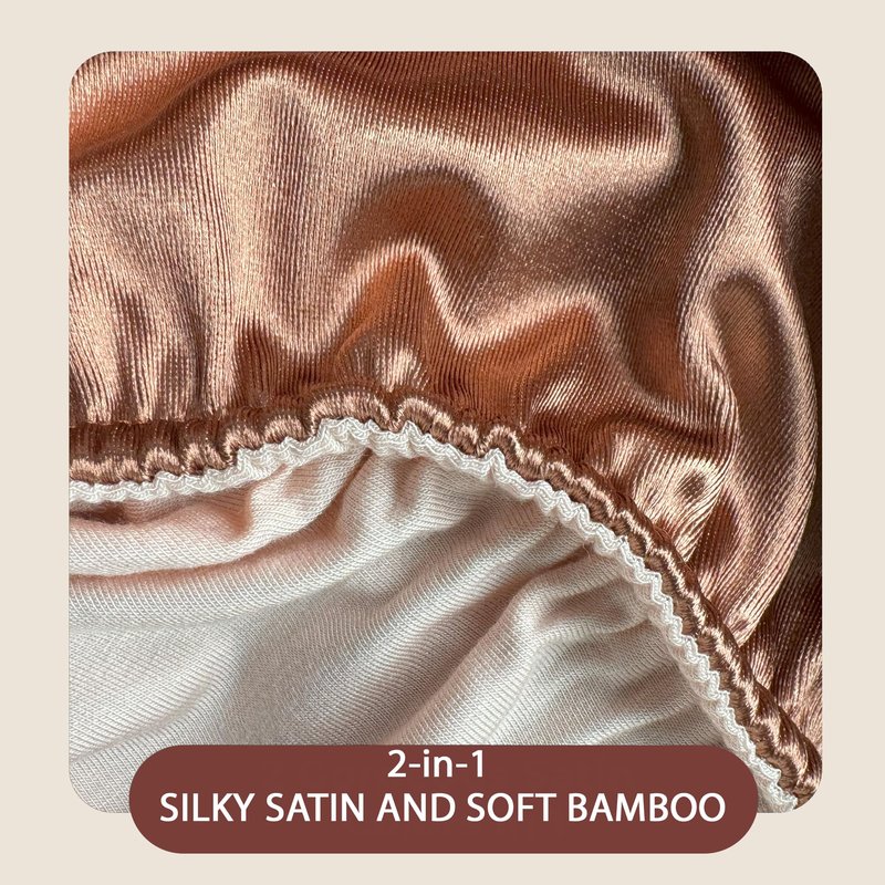 SMPL objects Satin Hair Wrap Towel, Double Layer Curly Hair Turban Towel for Women - Satin Hair Drying Towel for Curly Hair (Bronze)
