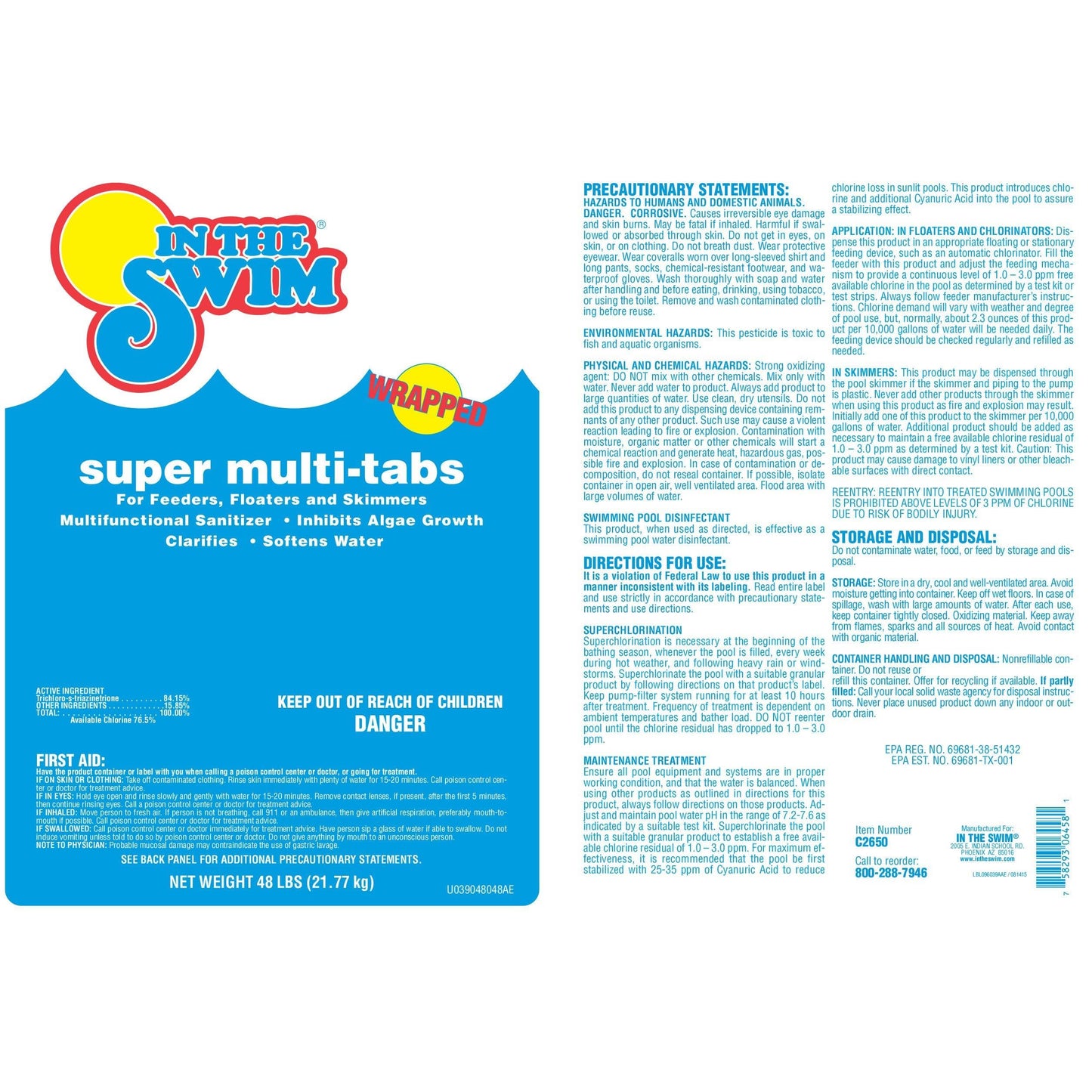 In The Swim 3 inch 5-in-1 Super Multi-Tabs – Swimming Pool Sanitizer – Chlorine - Algaecide - Stabilizer - Clarifier - 9 Pounds