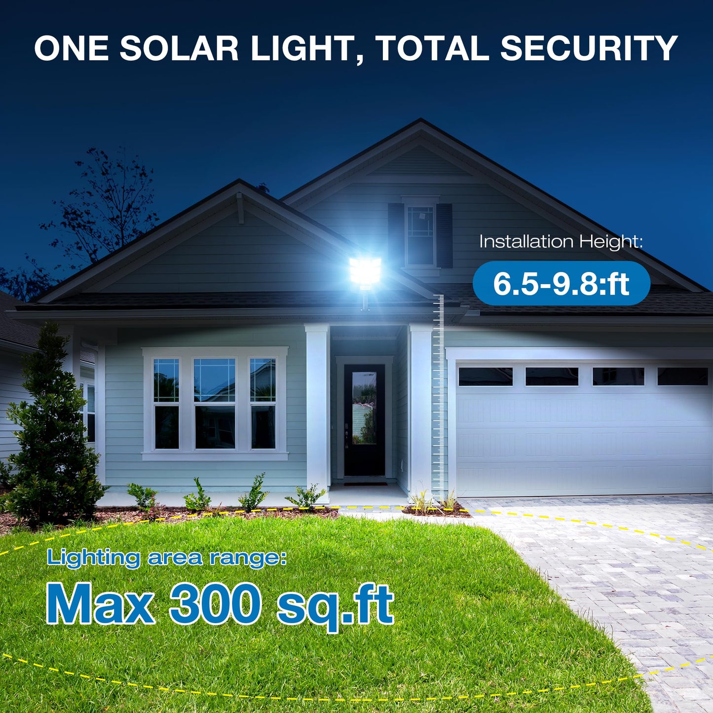 Solar Lights Outdoor,IP66 Waterproof Solar Street Lights Outdoor,6500K LED Dusk to Dawn Security Flood light with Motion Sensor and Remote Control for Yard,Parking Lot, Courtyards,Garages 2-Pack