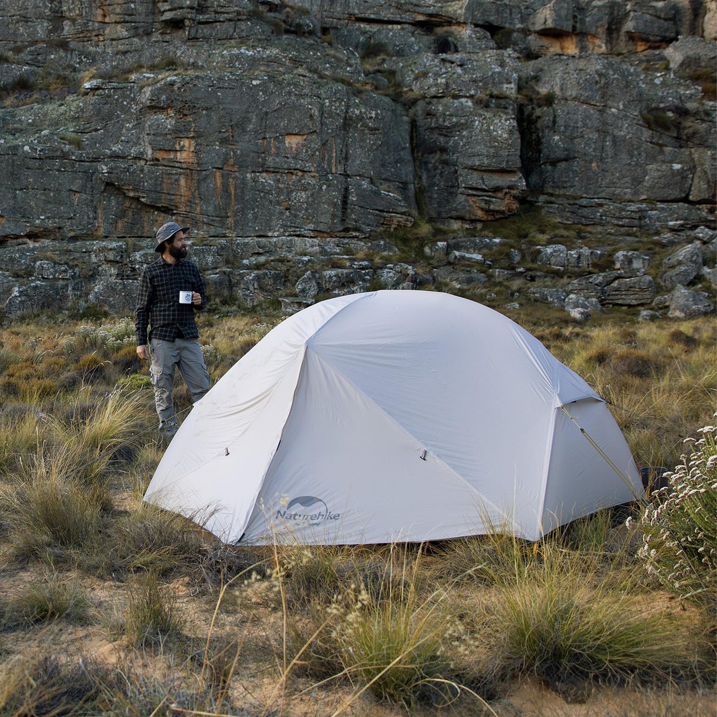 Naturehike Mongar 2 Person Lightweight Backpacking Tent - Waterproof Ultralight 3 Season Camping Tent, Easy Setup, Double Layer, for Hiking (Gray-20D Nylon, Mongar - 2 Person)